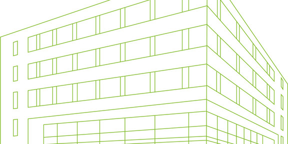 Drawing of the ITMC in green on a white background 